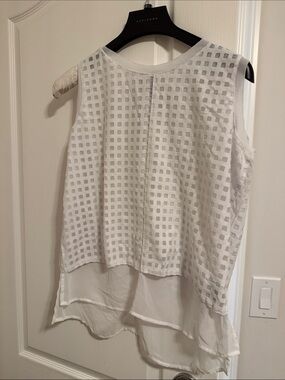 Worthington White Layered Square-Mesh Sleeveless Camisole